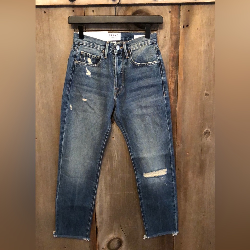 Frame Denim Le Original High Rise Straight Fit in Harborside Blue Size 24